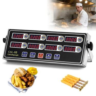Imagem de Estleys Temporizador digital de cozinha de 8 canais, aço inoxidável digital LED chef, temporizador de cozinha comercial com alarme alto, vários temporizadores independentes de contagem regressiva