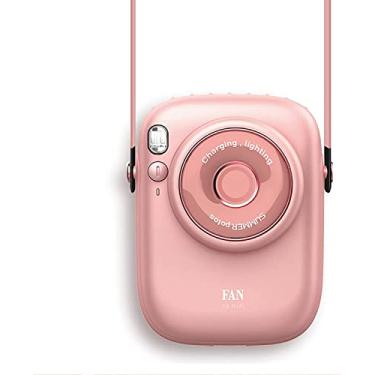 Imagem de AEWFRRV Mini refrigerador de ar USB mini ventilador de pescoço pendurado ventilador portátil ventilador de mesa preguiçoso na cintura com lanterna para viajar esporte acampamento ao ar livre yubin1993 (cor: rosa)