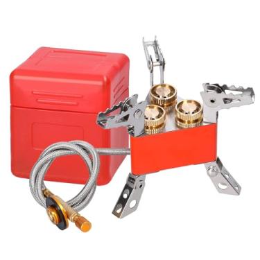 Imagem de Fogão portátil de acampamento de 3 núcleos 6800W de alta potência fogão a gás fogão dobrável para mochila com válvula ajustável para cozinhar ao ar livre, acampamento, piquenique, caminhada