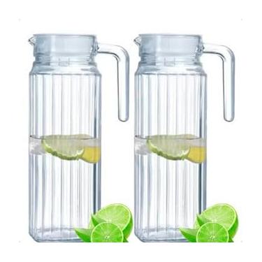 Imagem de Kit 2 Jarras de Vidro 1,1 Litro com Tampa – Elegância e Praticidade para Servir Bebidas(2)