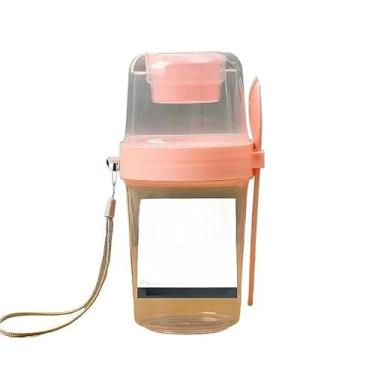 Imagem de Copo Para Salada De Dupla Camada Caixa Plástica Portátil Selada Frutas(Rosa)