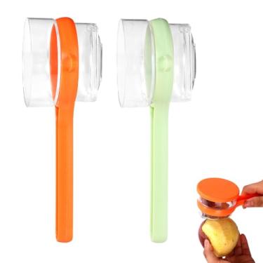 Imagem de 2 Descascador de Legumes com Recipiente, Utensílio de Cozinha Especial para Descascar Frutas e Legumes com Lâmina Aço Inoxidável para Uso Doméstico (Verde, Laranja)