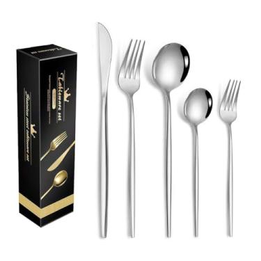 Imagem de Conjunto de Talheres Profissional 30 Peças Prata, Faqueiro em Aço Inoxidável, Jogo Completo para Restaurante, Eventos Grandes e Buffet