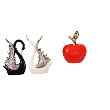 Imagem de Whtkoph Elegantes Estatuetas de Cisne em Cerâmica para Decorar Sua Casa, Aniversários, Prateleiras, Lareiras, Cafés, Salas de Estudo E Mesas de Trabalho Festi