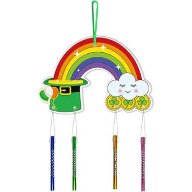 Imagem de Sino de vento arco-íris artesanato ornamento colorir sino de vento kit arte para sala de aula projetos de arte primavera verão decorações de aniversário