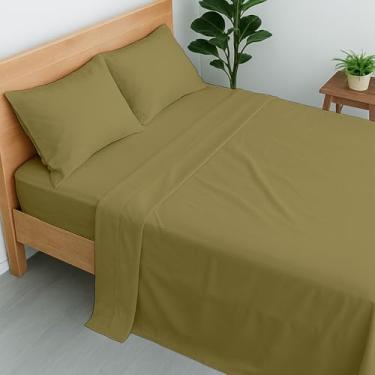 Imagem de Cottington Lane Jogo de lençol Queen 100% algodão, 4 peças de lençóis de qualidade de hotel de luxo acastanhado, bolso profundo para colchão de 20 a 40 cm, macio, durável, refrescante e respirável