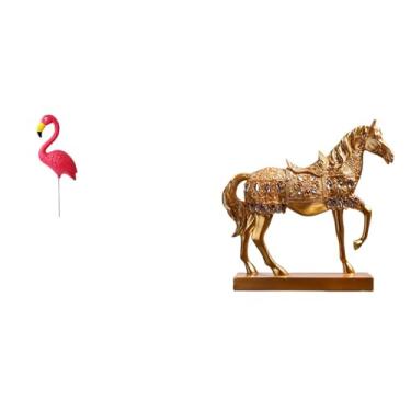 Imagem de Whtkoph Estátua de Cavalo de Fada com Flamingo para Jardim, Ornamento de Resina, Escultura para Festas, Primavera, Pátio, Decoração de Casa E Escritório.