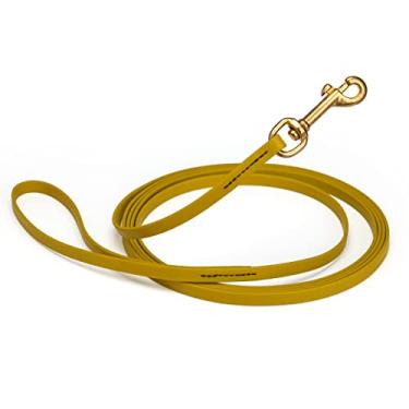 Imagem de Viper Coleira K9 Biothane Working Dog Coleira impermeável para treinamento de rastreamento Schutzhund Dog Sport & Search – Linha longa à prova de odor com encaixe de latão sólido para filhote médio grande 9,5 cm x 6 m Treasure Gold