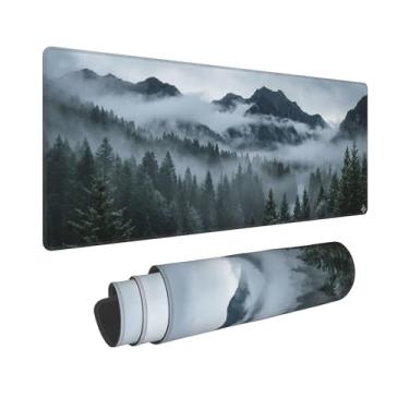 Imagem de DingRound Mouse pad estendido para jogos (70 x 30 cm) - Mouse pad grande antiderrapante para esportes e laptop - base de borracha impermeável com bordas costuradas (madeira silenciosa)