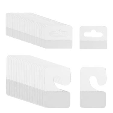 Imagem de PATIKIL Abas para pendurar 2,9 x 4,7/3,2 x 2,5 cm, 120 peças de etiquetas transparentes para pendurar abas autoadesivas, etiquetas de orifício de fenda para lojas de varejo, expositores, ganchos de