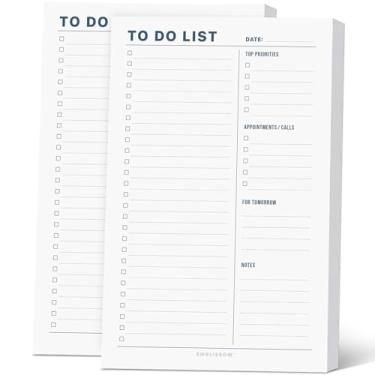 Imagem de Agenda de lista de tarefas – 70 folhas destacáveis sem data, bloco de notas 14 x 21,6 cm com prioridades, tarefas, compromissos, organizador diário para escola, casa e escritório (branco, minimalista