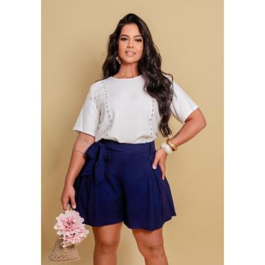 Imagem de Short Plus Size Liso Em Linho Com Faixa-Feminino