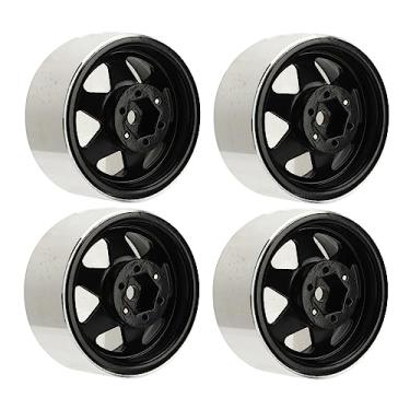 Imagem de KIMISS 4pcs Beadlock Aro da Roda Offset-8.9mm Metal Prato Profundo Jantes para Carros Rc, Apto para Axial Scx10 90046 e Mais, 1.9 Polegada (Preto)
