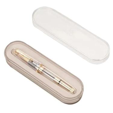 Imagem de EPANO Caneta-tinteiro marfim tamanho grande caneta de resina EF/F/M ponta com conversor grande papelaria escritório material escolar caneta de escrita (transparente com caixa, 0,38)