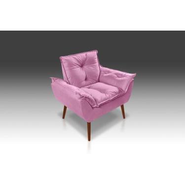 Imagem de Poltrona Opala com Fibra Siliconada Suede Rosê- Modena Decor  - CASA D