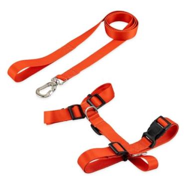 Imagem de Peitoral H Ajustável com Guia 1,30m para Cães – Confortável, Antifuga e Resistente | Coleira Peitoral para Cachorro(Kit Vermelho,PP)