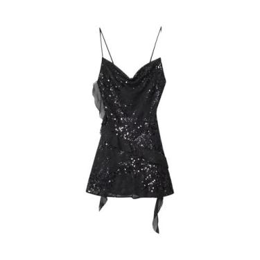 Imagem de Vestido Curto Feminino Slim Fit Com Lantejoulas Estilo Europeu-America