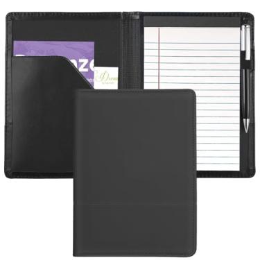 Imagem de Gorbado Fichário de padfolio/portfólio, mini pastilha de carteira 12 x 20 cm, pasta organizadora de documentos A5 para homens e mulheres, preto clássico.