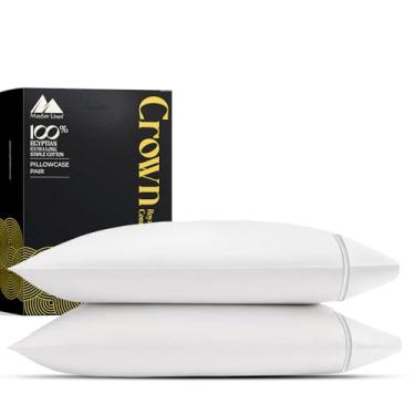 Imagem de Mayfair Linen Conjunto de 2 fronhas padrão - Capas de travesseiro de luxo de algodão egípcio 2000 Series Standard/Queen Size (branca), macias e sedosas, refrescantes, extra longas para dormir