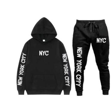 Imagem de Conjunto Moletom Flanelado Casual Top NYC - Markelly, Preto, M