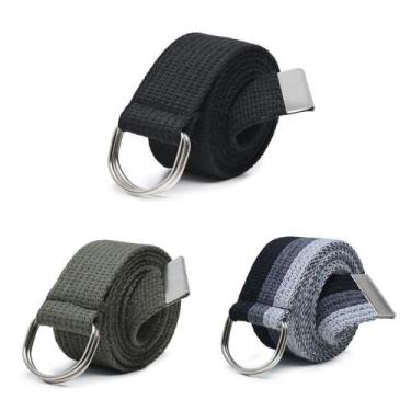 Imagem de Kit 3 Cinto Masculino Correia Lona Largo Fivela Argola Sport, Preto, V