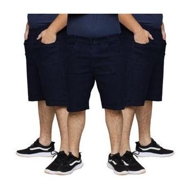 Imagem de Kit 3 Bermudas Jeans Tradicional Masculina Algodão e Elastano Slim Pre