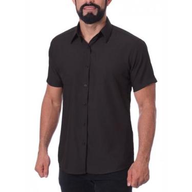 Imagem de Camisa Social Manga Curta Masculina Slim Fit Luxo - TLT Modas, 3, Pret
