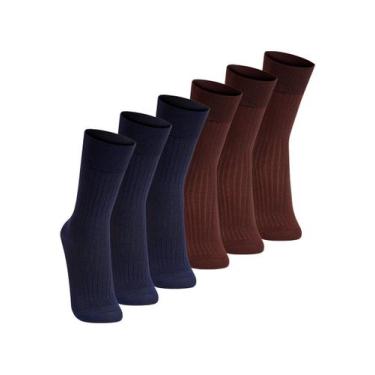 Imagem de Kit com 6 Pares de Meias Social Lupo 1795-004 Colorido, Azul marinho