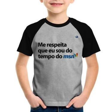 Imagem de Camiseta Raglan Infantil Me respeita que eu sou da época do msn - Foca