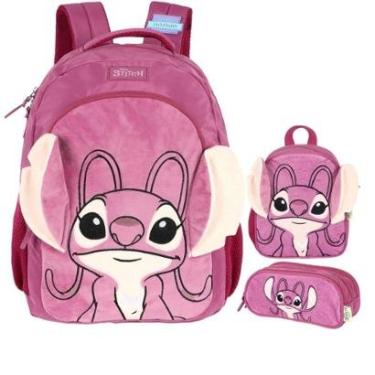 Imagem de Kit Mochila de Costas Lancheira Estojo Peluciada Stitch-Feminino