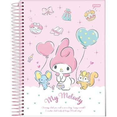 Imagem de My-Melodya Caderno Espiral Universitário, 160 Folhas Pautadas, Design Kawaii Rosa, 30x21 cm, 10 Matérias (03)