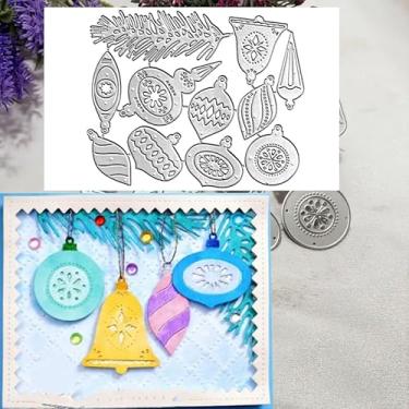 Imagem de Conjunto de bolas de Natal, moldes de metal, conjunto de bolas de Natal, moldes de corte, estênceis para fazer você mesmo, cartões de álbuns, álbum de fotos, moldes decorativos de papel em relevo para