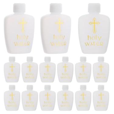 Imagem de Gabrella Garrafa de água benta com 15 peças, suporte de água benta de 60 ml, recipientes vazios de plástico com tampa de parafuso, frasco cerimonial, acessório de festa de batismo de Páscoa