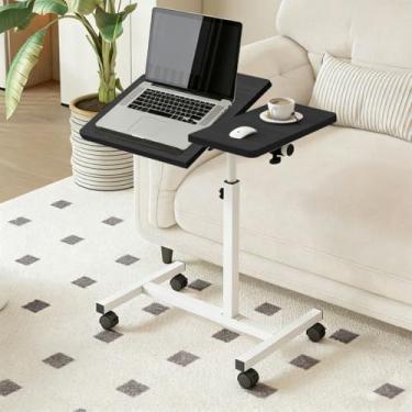 Imagem de Mesa ajustável dobrável, mesa de notebook lateral com ajuste de altura (Preto-AB Flip)