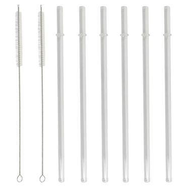 Imagem de Zorveiio 6 Pçs Canudos Reutilizáveis 2 Escovas de Limpeza, Canudos de Plástico Transparentes, Canudos de Substituição Longos para Copos Yeti/Stanley
