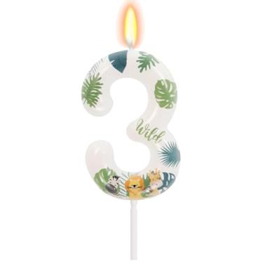 Imagem de Velas de animais selvagens, velas numéricas para bolo número 1, topo de bolo para vela temática safári na selva, decoração de aniversário, artigos de celebrações de aniversário (3)