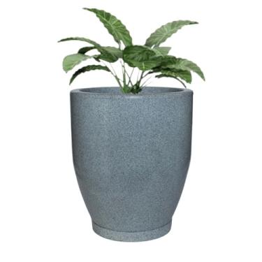 Imagem de Vaso Redondo Polietileno Planta Moderno Bojo Liso Jardim Casa (Branco Stone)