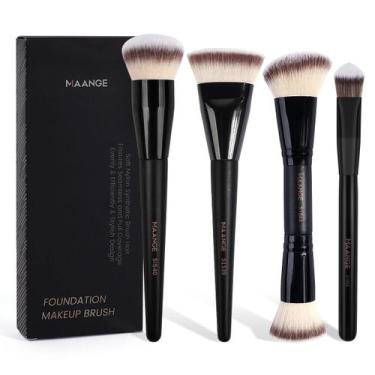 Imagem de Kit De 4 Pincéis De Maquiagem Profissionais MAANGE Com Ponta Plana Par