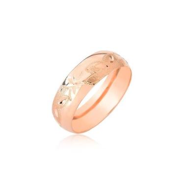 Imagem de Anel aliança ouro rosé 18k 6mm largo flor toda volta M1 - MAEHLER Arte