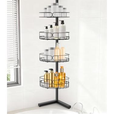 Imagem de Marovitax Poste de tensão de canto para chuveiro, organizador de prateleira de canto resistente à ferrugem e canto organizador de chuveiro, ajuste universal para qualquer altura de banheiro