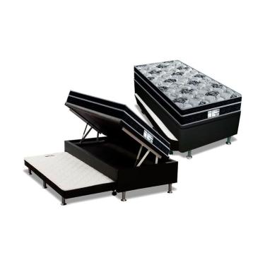 Imagem de Conjunto Box Baú Solteiro: Colchão Molas Probel Prolastic Prodormir Born Black + Base Crc Courano Black (88x188)