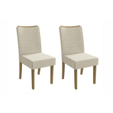 Imagem de Cadeira Sala De Jantar 2cad129 Kit 2 Un Canela/linho Bege - Kappesberg