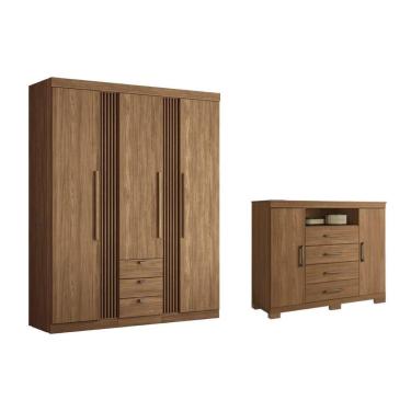 Imagem de Guarda Roupa 2 Peças (1guardaroupa+1cômoda) Qc259 Jatobá - Santos Andirá