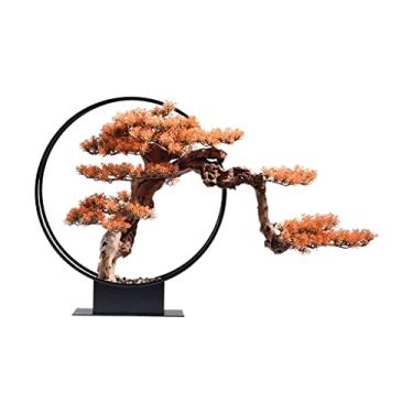 Imagem de Árvore artificial bonsai artificial simulação de abeto com moldura de metal de paralelepípedos textura requintada para decoração interna de casa, árvore de bonsai, árvore falsa