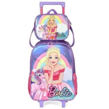 Imagem de Kit Mochila Rodinhas Lancheira Luxcel Barbie Unicórnio Lilás-Feminino