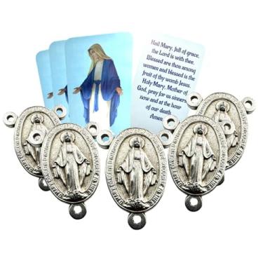 Imagem de Westmon Works Medalha Miraculous Centerpieces Italian Metal Rosary Centers with USA Made Laminated Holy Cards, Conjunto de 5