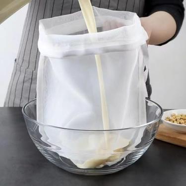 Imagem de 2 peças de coador de nylon de malha fina para cozinha, pano de queijo para coar com coadores de alça, coador de malha extra fina, peneira a granel para cozinhar utensílios de cozinha para coar