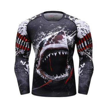 Imagem de Camiseta De Compressão Masculina UPF 50+ Para Grappling, Jiu Jitsu, Ra