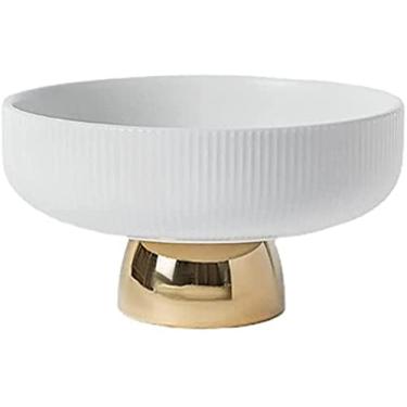 Imagem de Cesta de frutas prato de cerâmica branca tigela de frutas com suporte cesta de frutas prato decorativo de frutas pode conter queijo, doces, lanches, bandejas de frutas para festa (uma cor 20 cm)