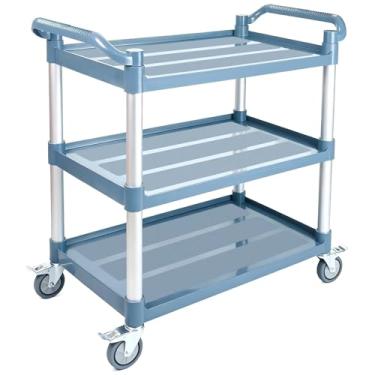 Imagem de Aimoly Carrinho utilitário com rodinhas de 3 camadas, carrinho utilitário com capacidade de 245 kg, carrinho de cozinha comercial com 4 rodízios giratórios bloqueáveis para restaurante/casa/armazém